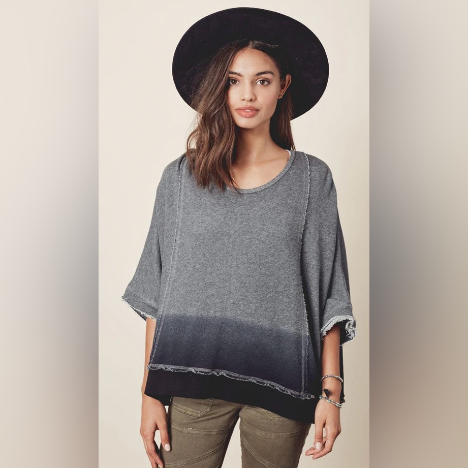 Nwt Lovestitch Gray Ombre Short Sleeve Sweatshirt